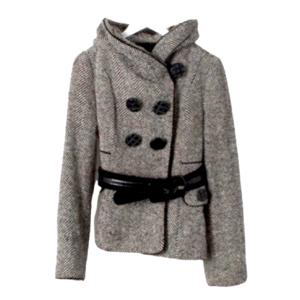 Adorable Betsey Johnson Herringbone Tweed Car Coat - Size 14 - Picture 3 of 12